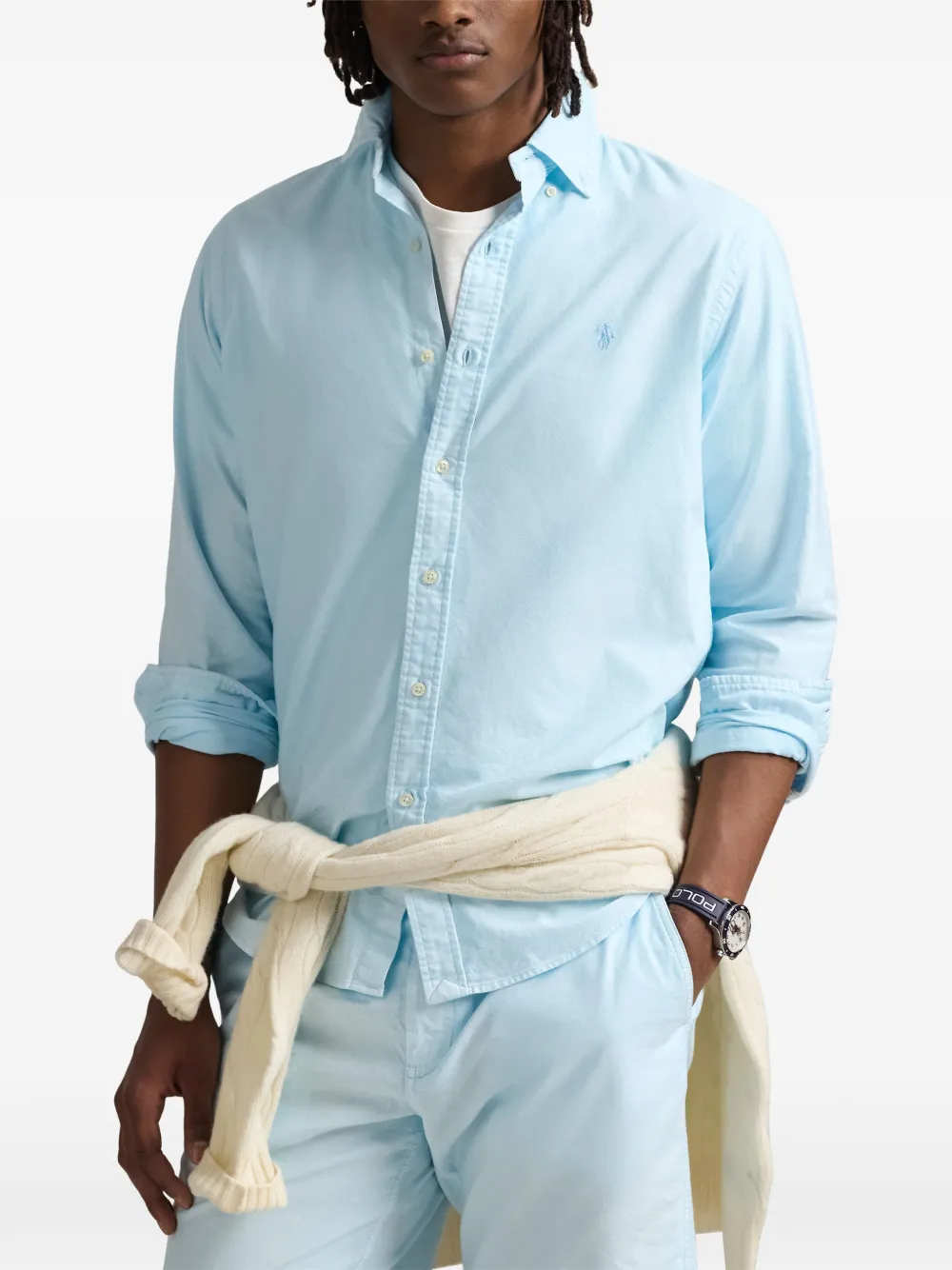 Polo Ralph Lauren Classic Fit mineral-dyed Oxford shirt Blauw