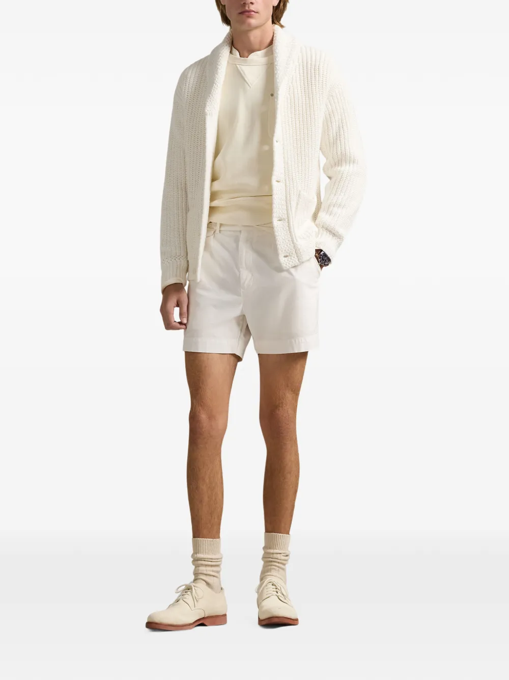 Polo Ralph Lauren linen-Cotton shawl-collar cardigan Beige