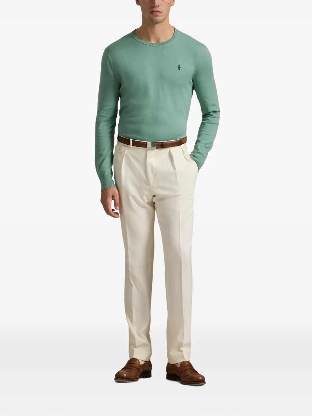 Polo Ralph Lauren Trui met geborduurd logo en ronde hals Groen
