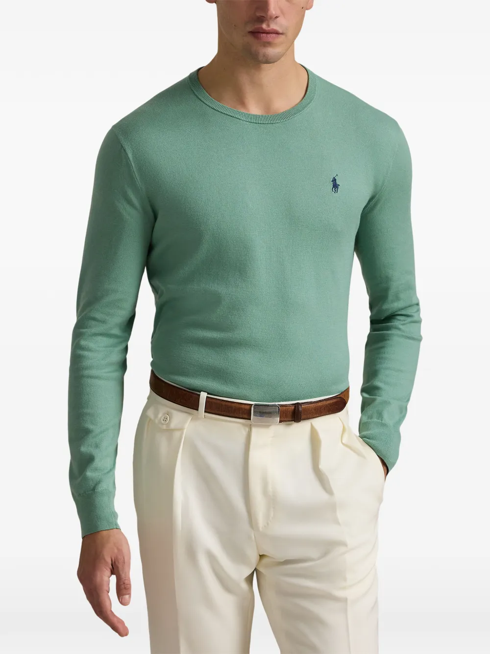 Polo Ralph Lauren Trui met geborduurd logo en ronde hals Groen
