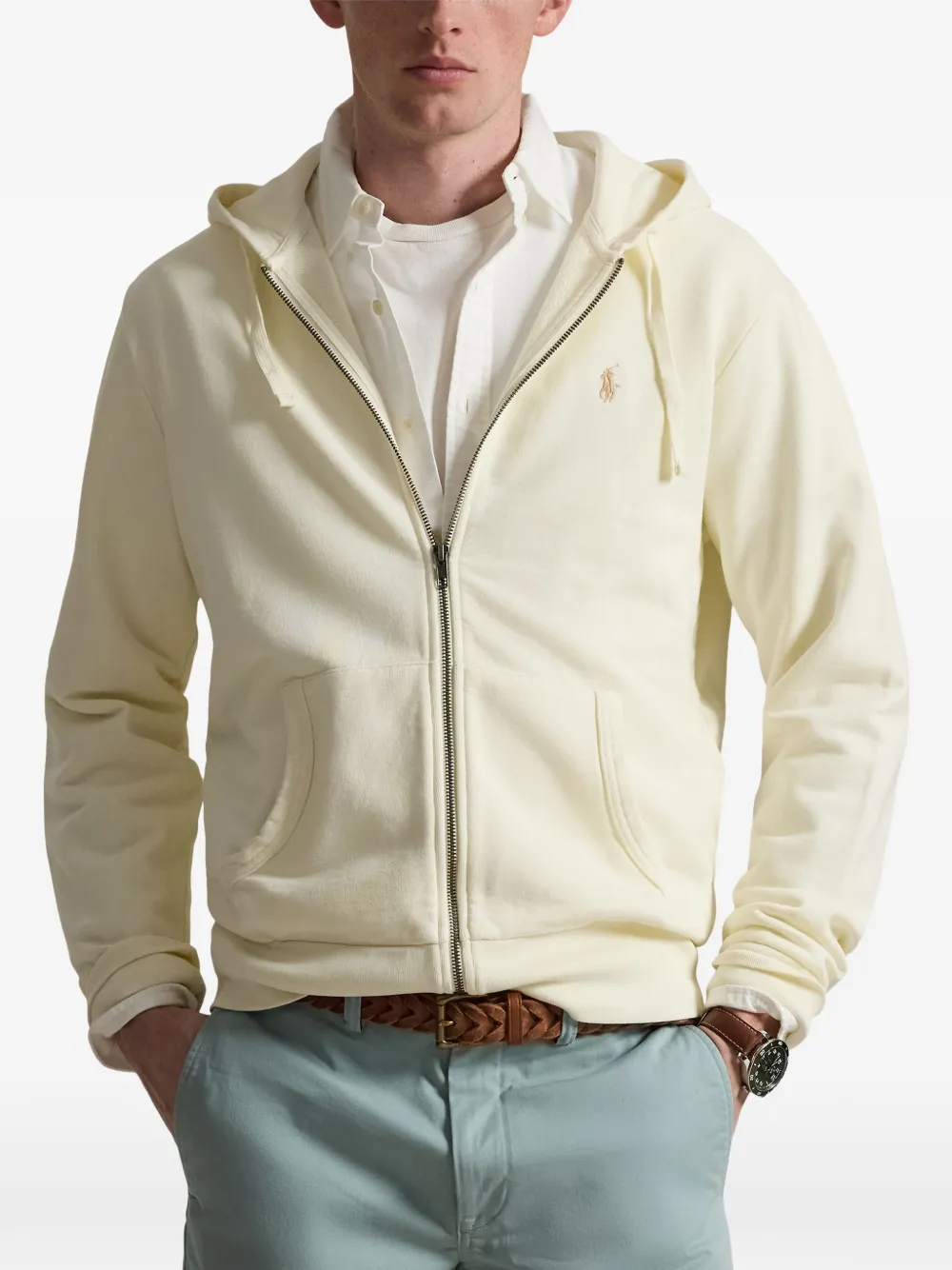 Polo Ralph Lauren embroidered-logo zip-up hoodie Beige