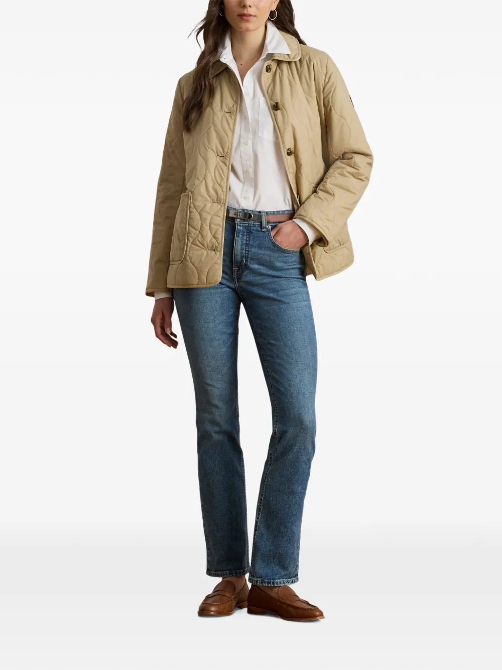 Lauren Ralph Lauren Onion gewatteerde jas met knopen Beige