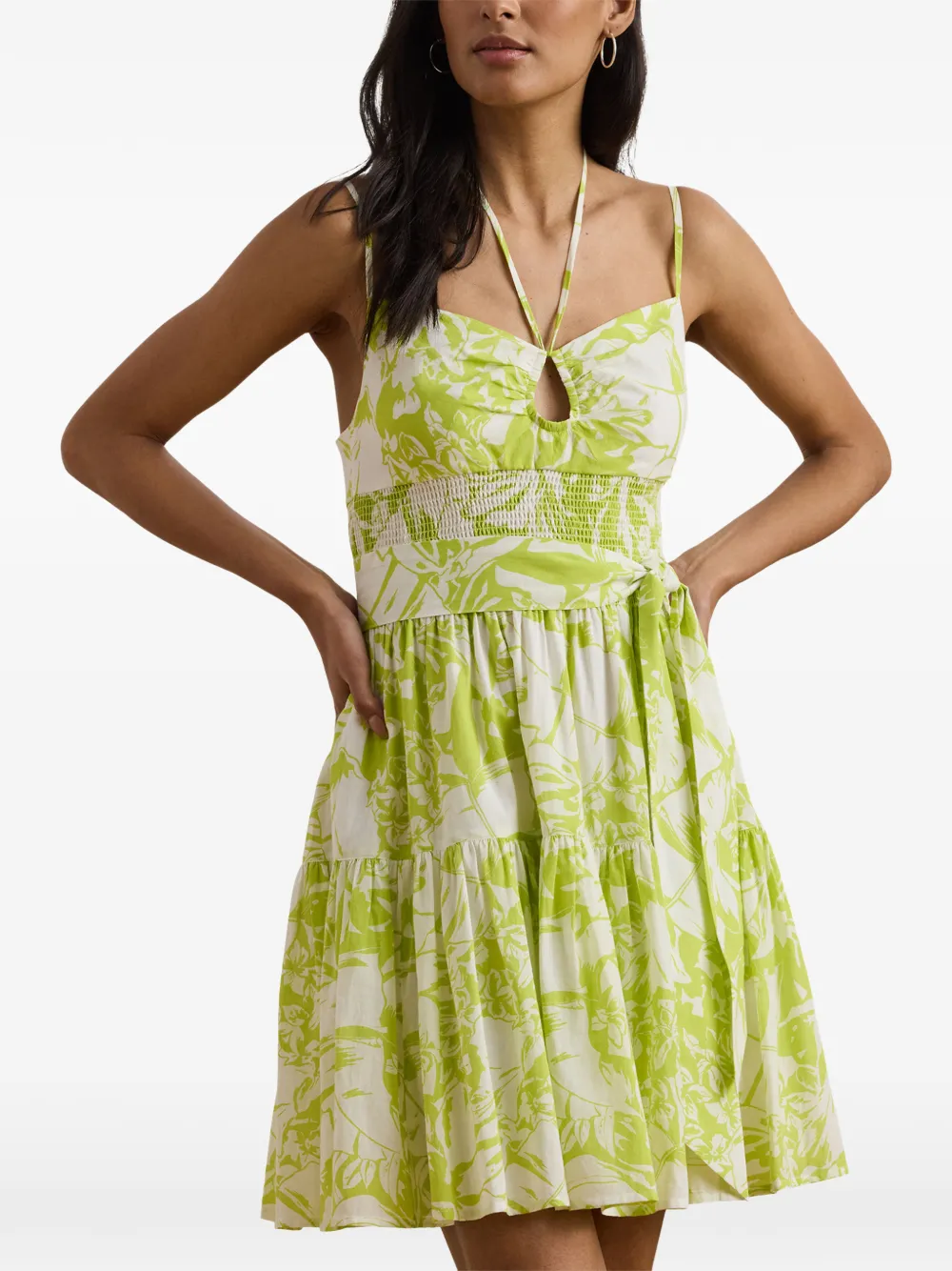 Lauren Ralph Lauren floral-print tiered mini dress Wit