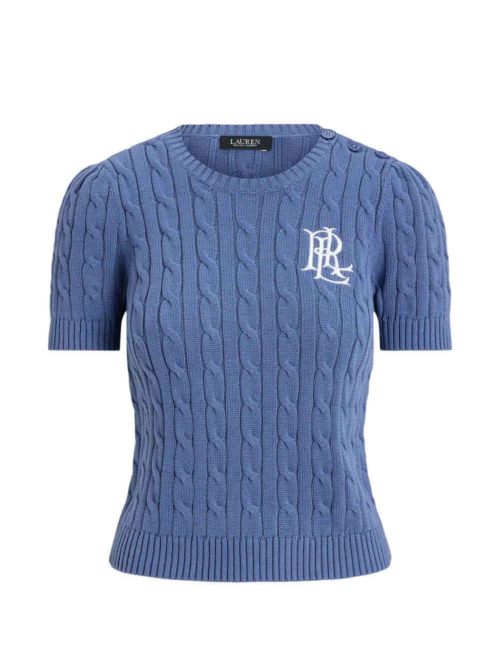 Lauren Ralph Lauren cable-knit button-detail T-shirt - Blau