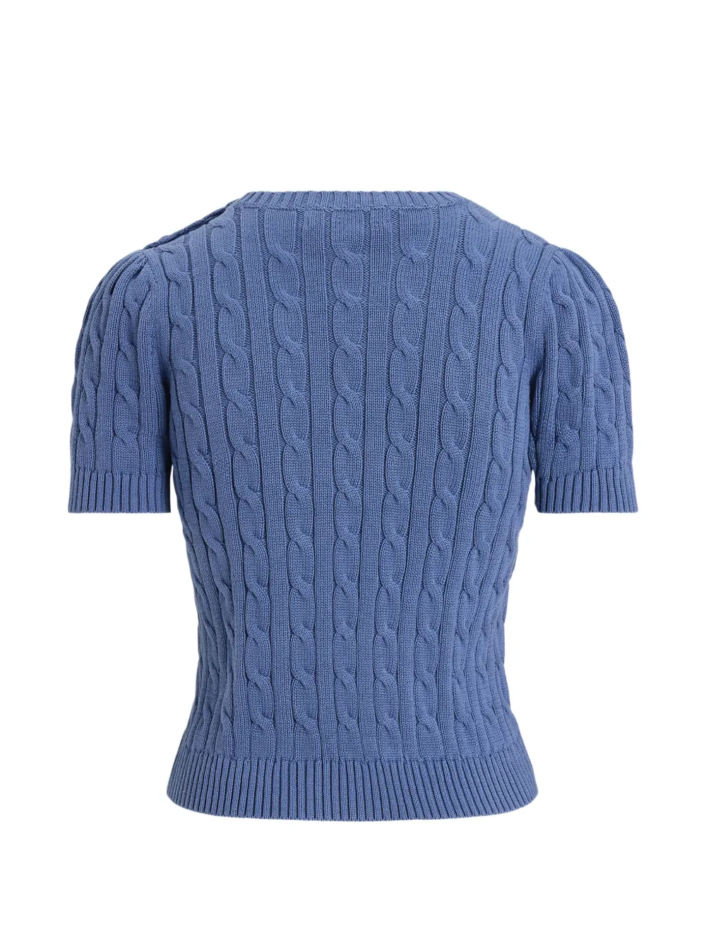 Lauren Ralph Lauren Kabelgebreid T-shirt met knoopdetail Blauw