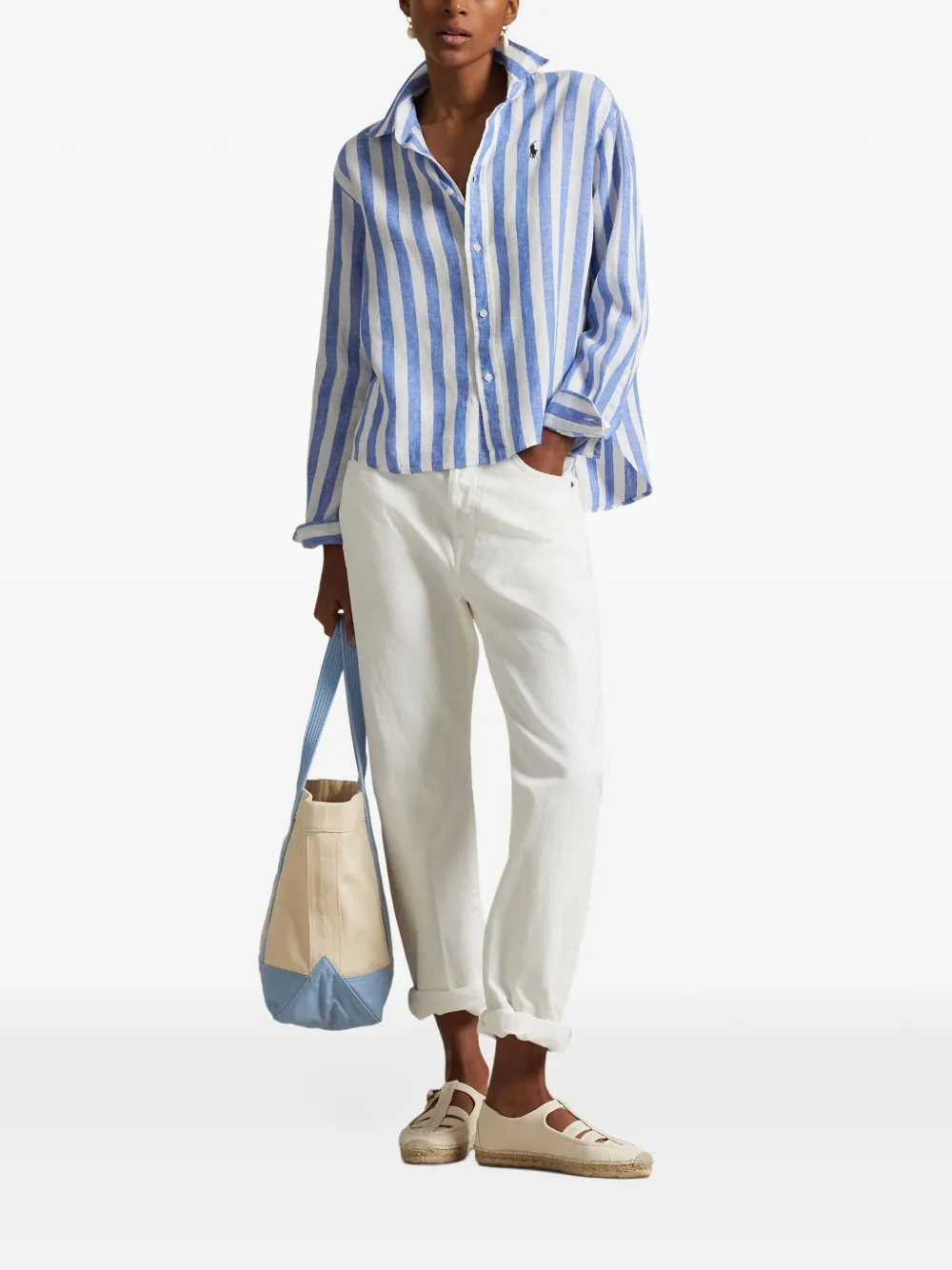 Polo Ralph Lauren Gestreept linnen blouse Blauw