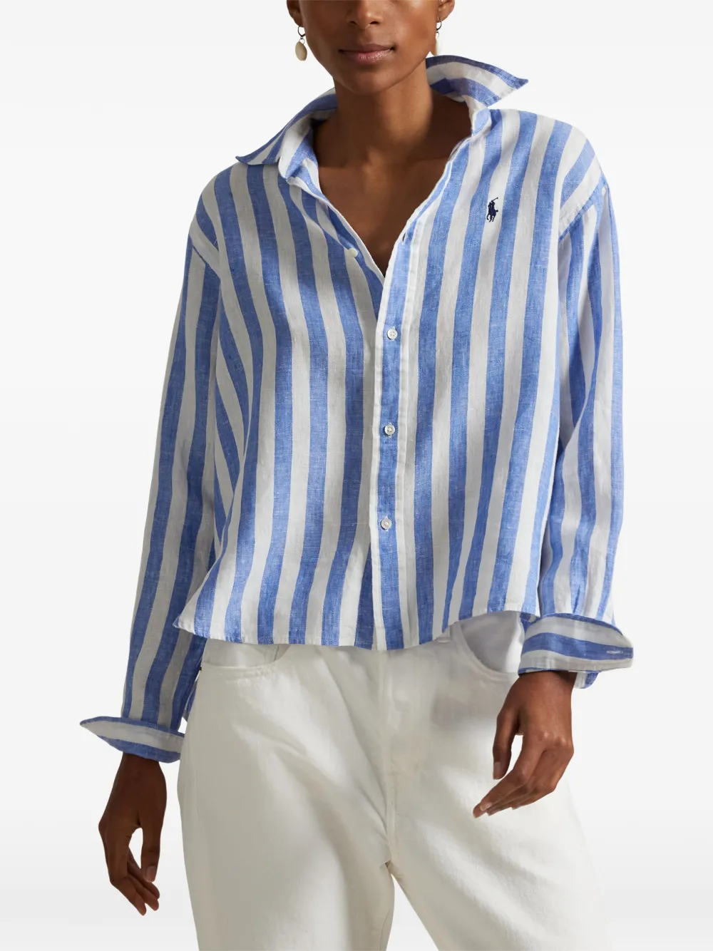 Polo Ralph Lauren Gestreept linnen blouse Blauw