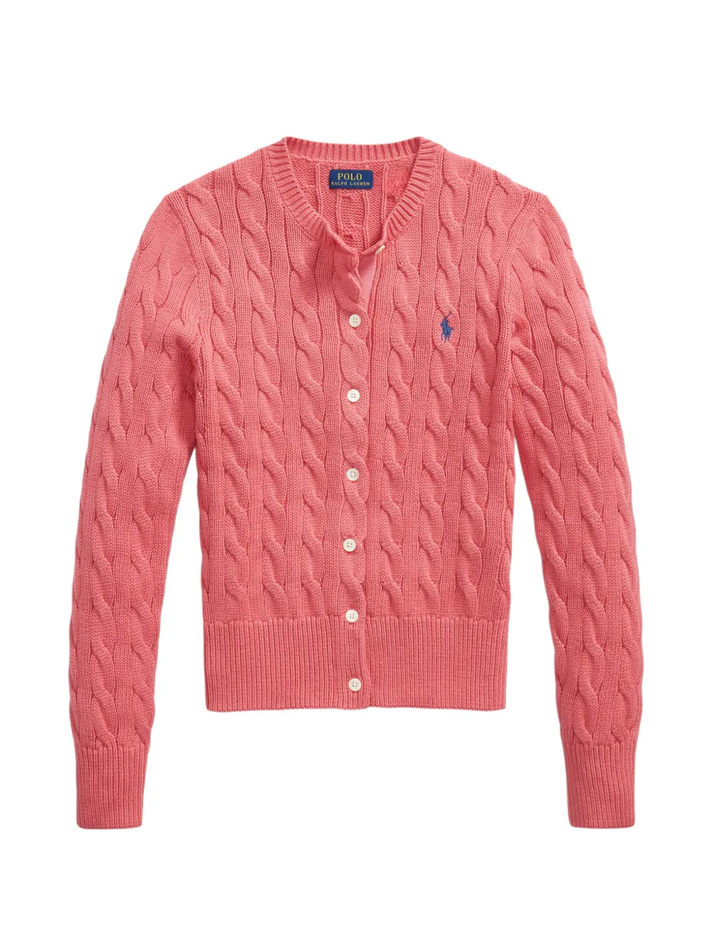 Polo Ralph Lauren cable-knit embroidered-logo cardigan - Pink