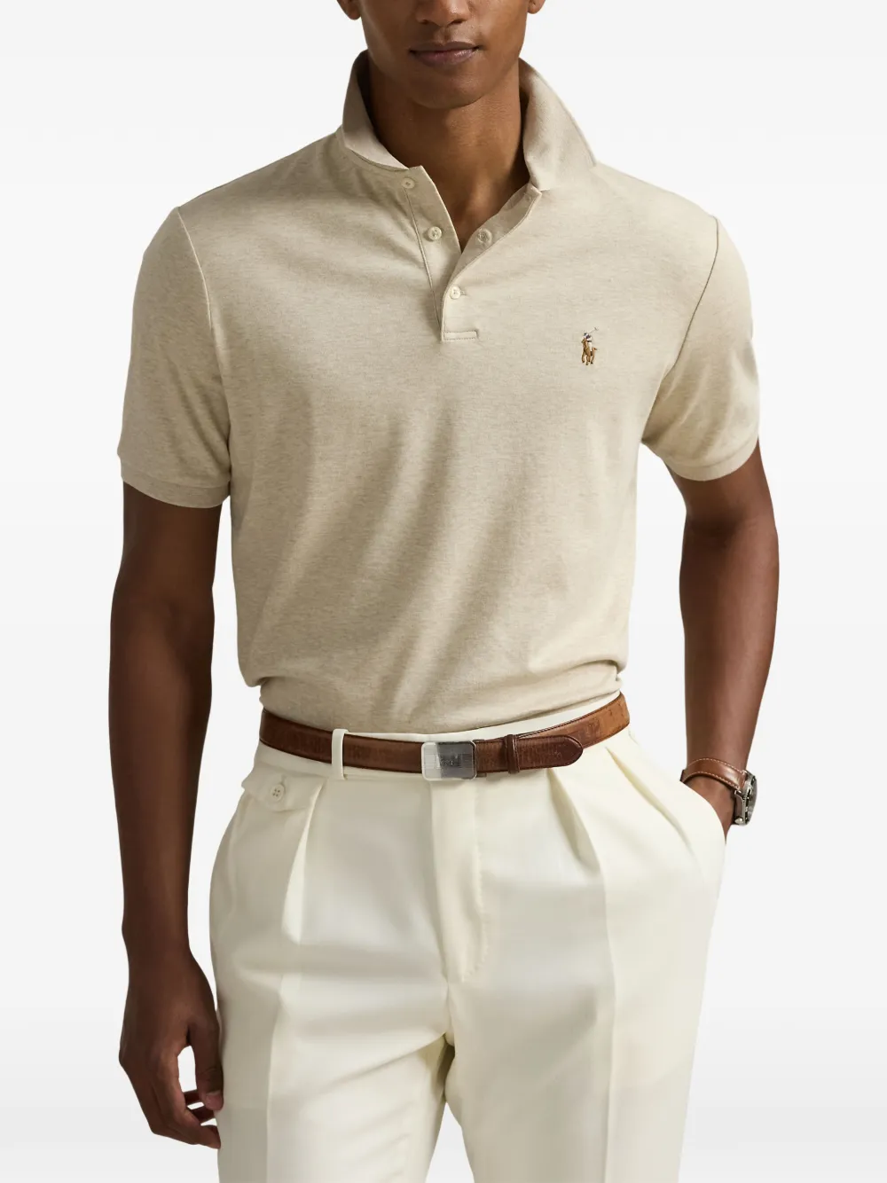 Polo Ralph Lauren logo-embroidered polo shirt Beige