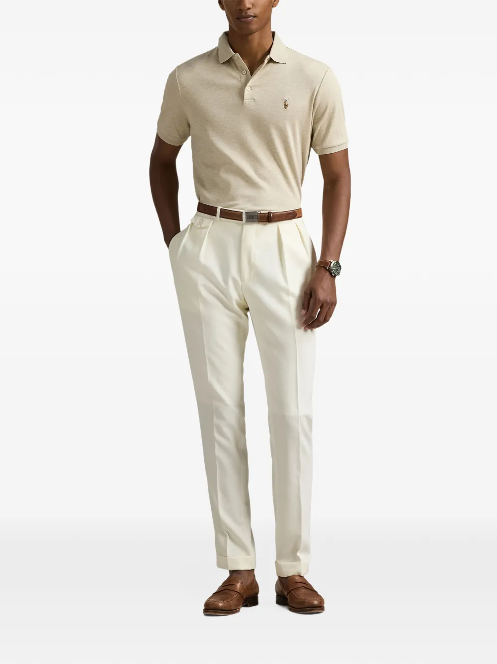 Polo Ralph Lauren logo-embroidered polo shirt Beige