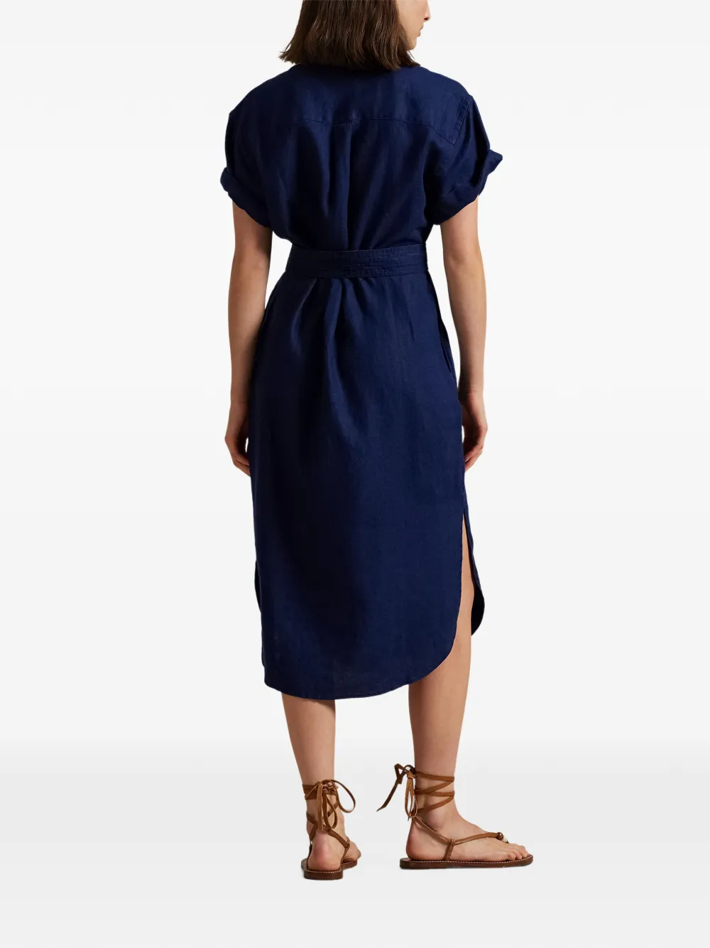 Polo Ralph Lauren belted midi dress Blauw