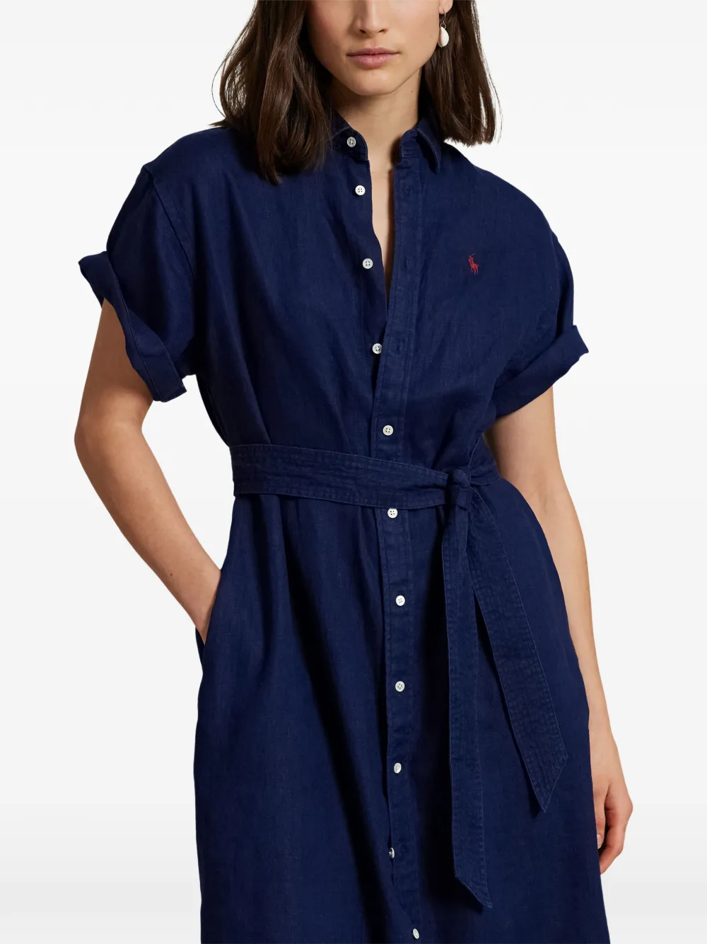 Polo Ralph Lauren belted midi dress Blauw