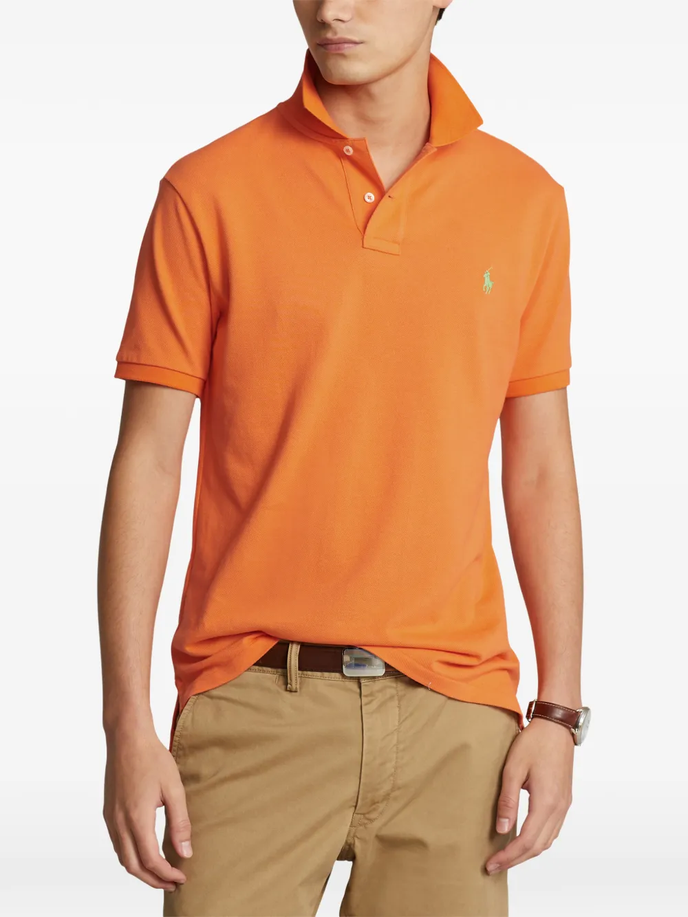 Polo Ralph Lauren logo-embroidered piqué polo shirt Oranje