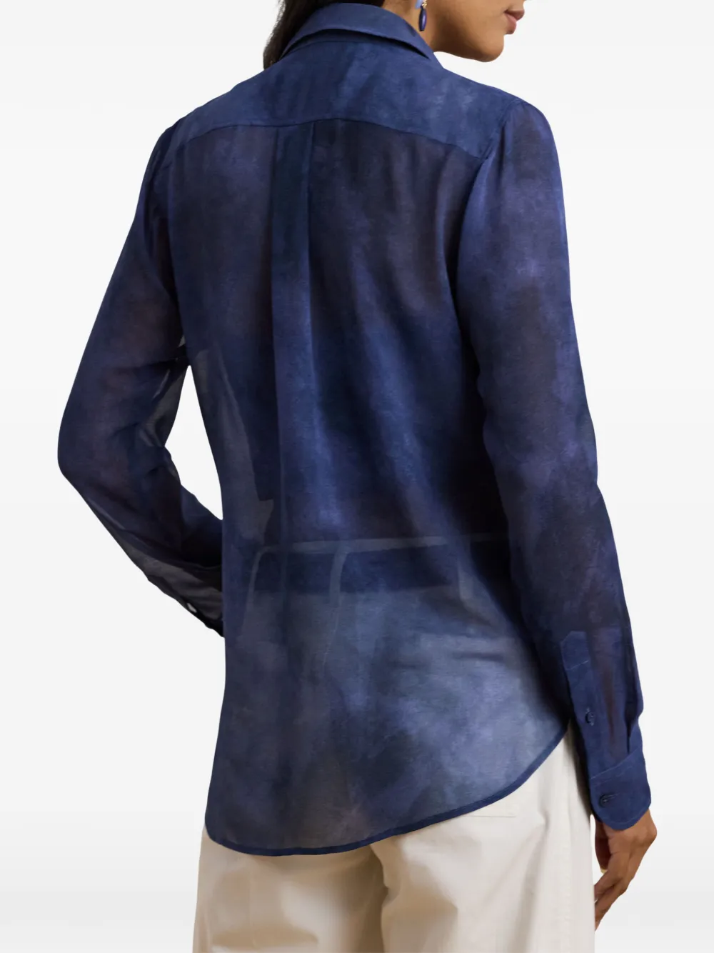 Lauren Ralph Lauren Button-up blouse met tie-dye-print Blauw