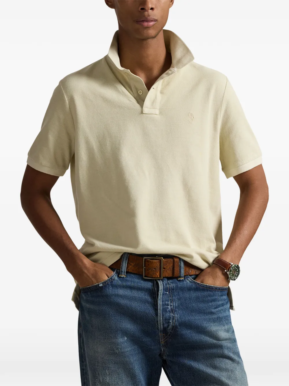 Polo Ralph Lauren logo-embroidered piqué polo shirt Beige