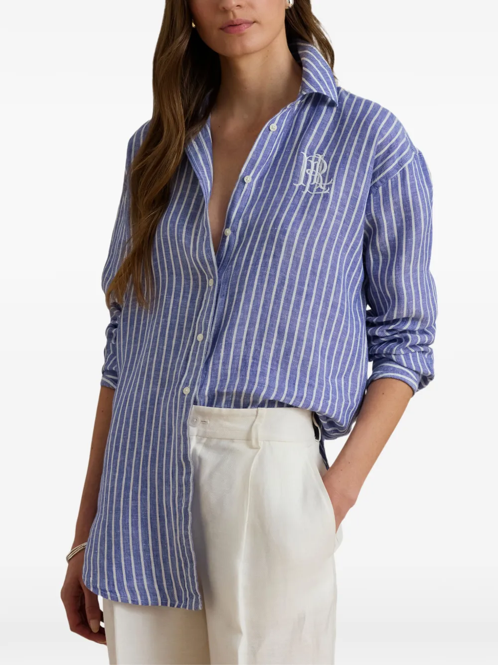 Lauren Ralph Lauren Blouse met geborduurd logo Blauw
