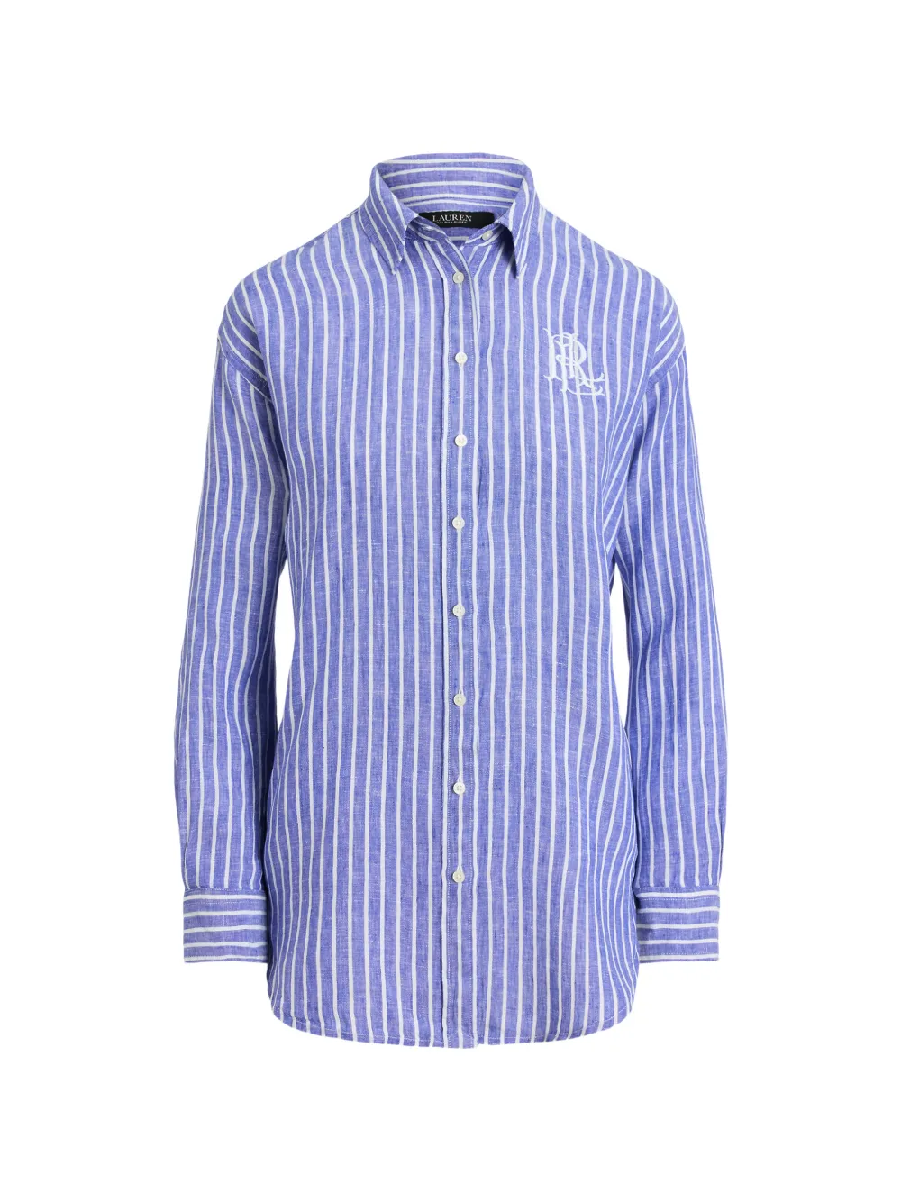 Lauren Ralph Lauren striped embroidered-logo shirt Blauw