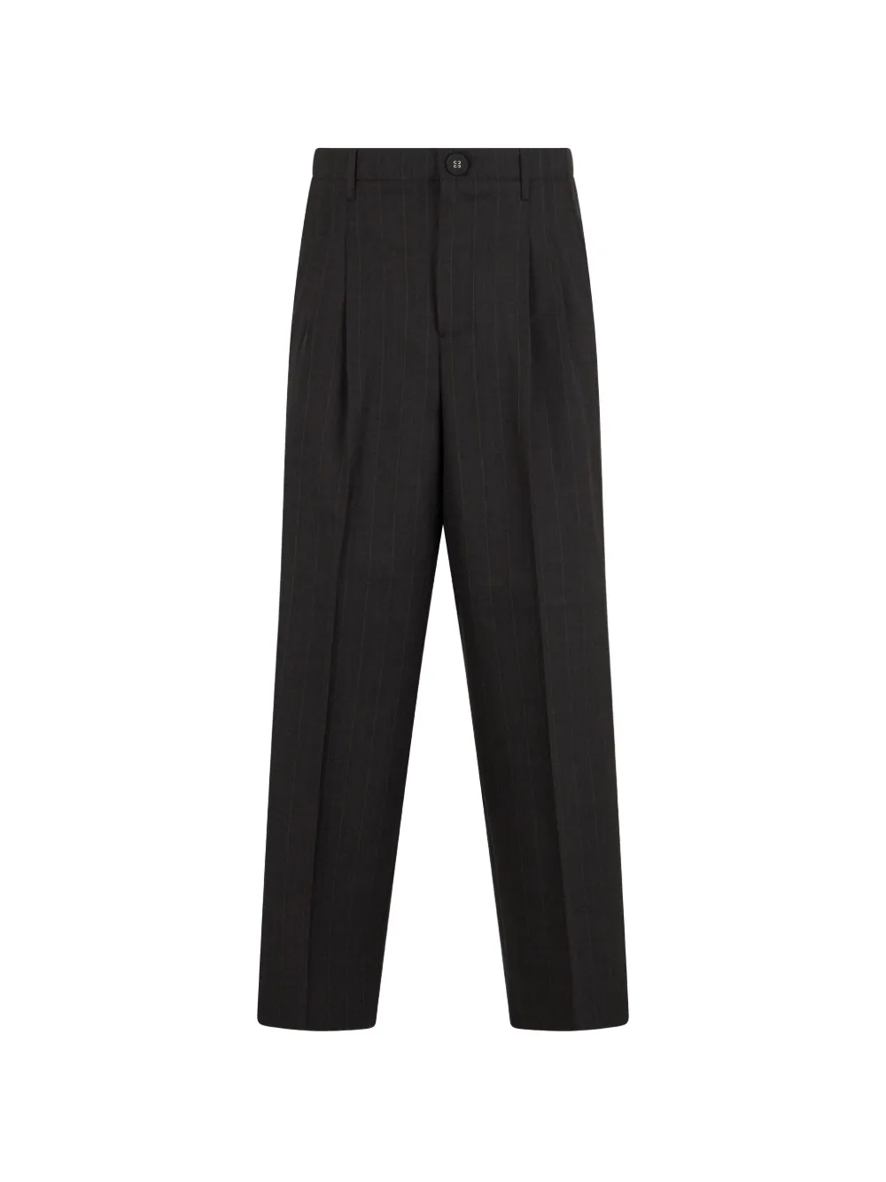 AMI Paris grey high-waisted carrot-fit striped wool trousers