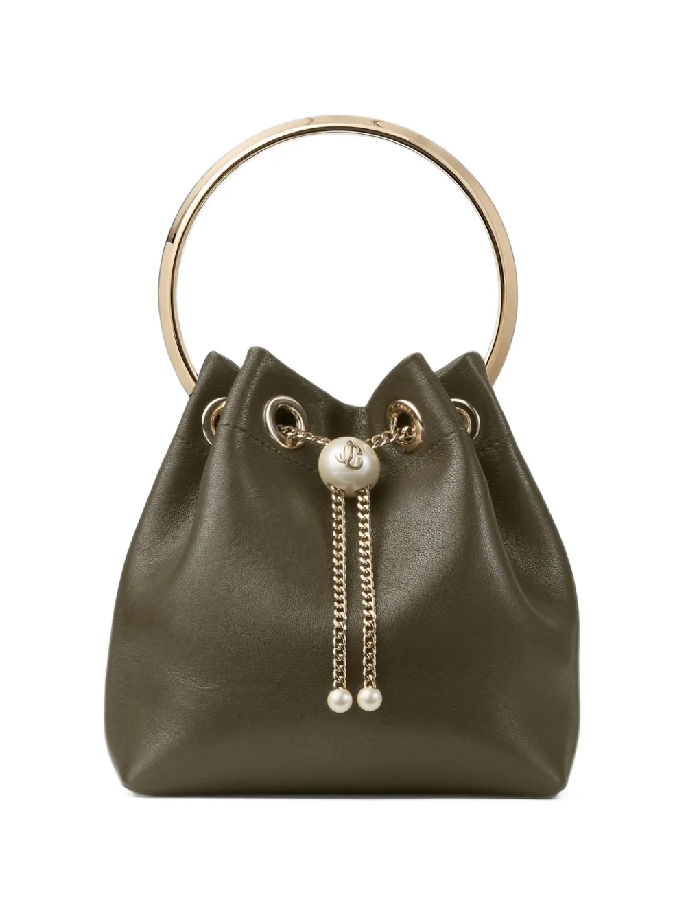 Jimmy Choo Borsa a secchiello Bon Bon biker in pelle - Verde