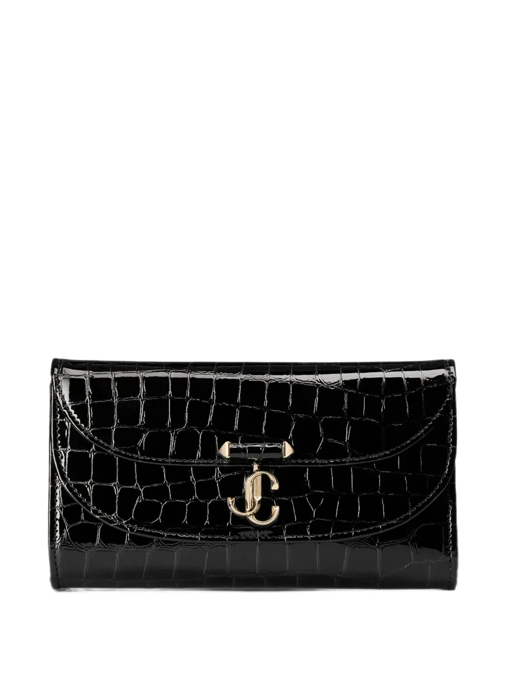 Jimmy Choo Avenue Curve crocodile-effect clutch bag - Nero