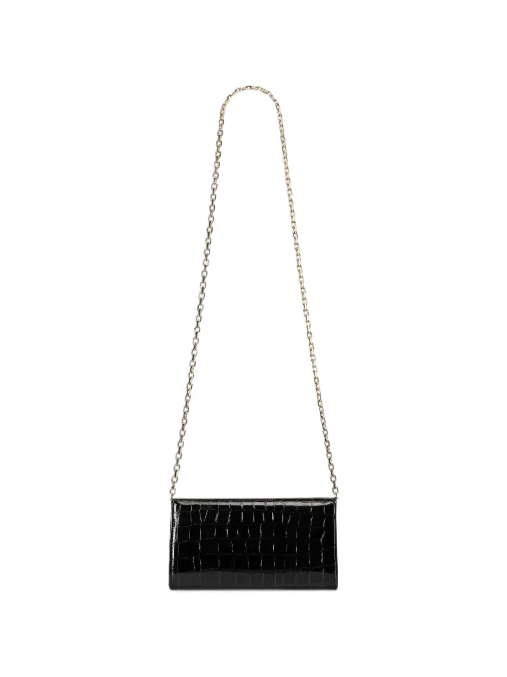 Jimmy Choo Avenue Curve crocodile-effect clutch bag Zwart