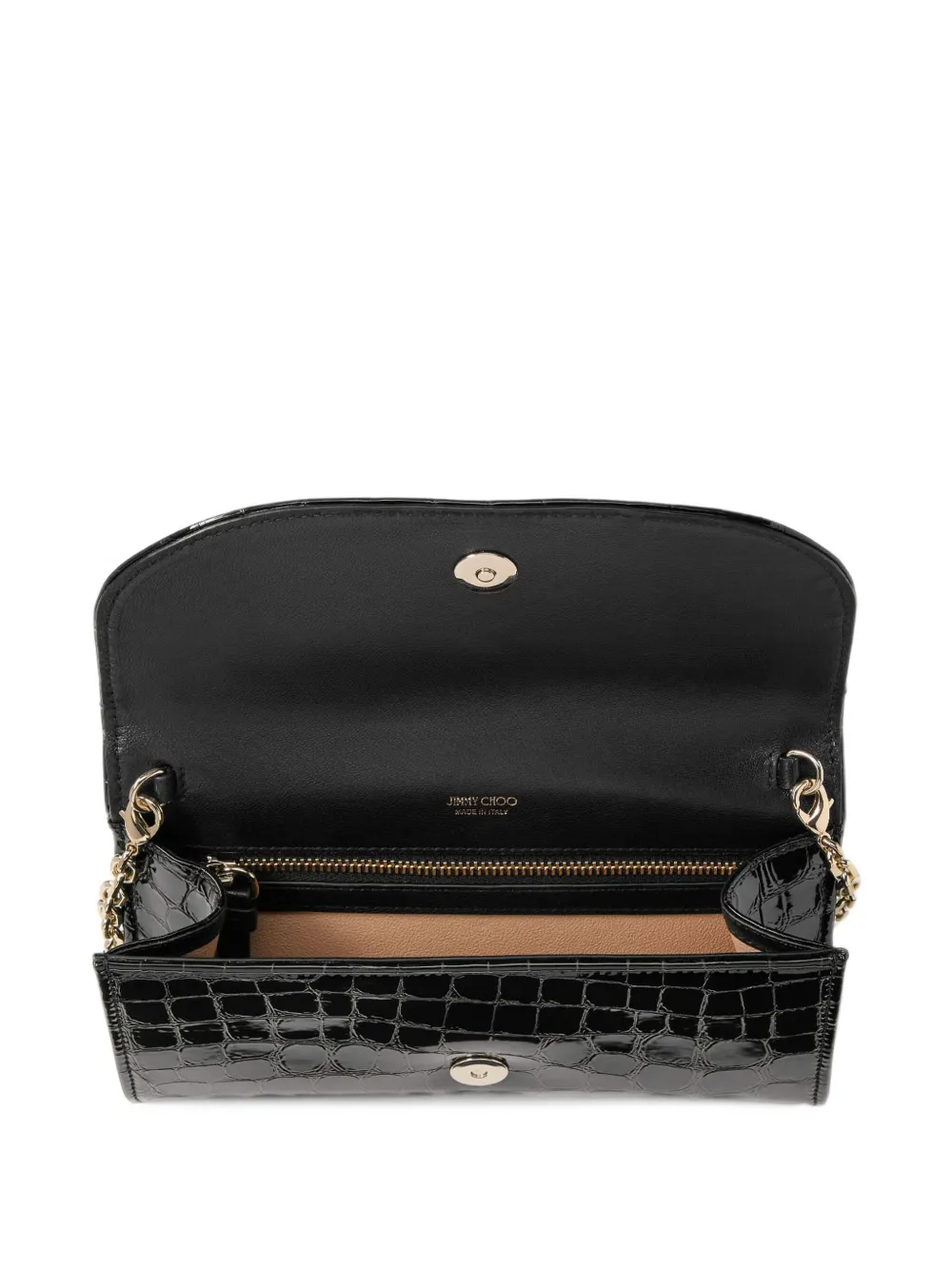 Jimmy Choo Avenue Curve crocodile-effect clutch bag Zwart