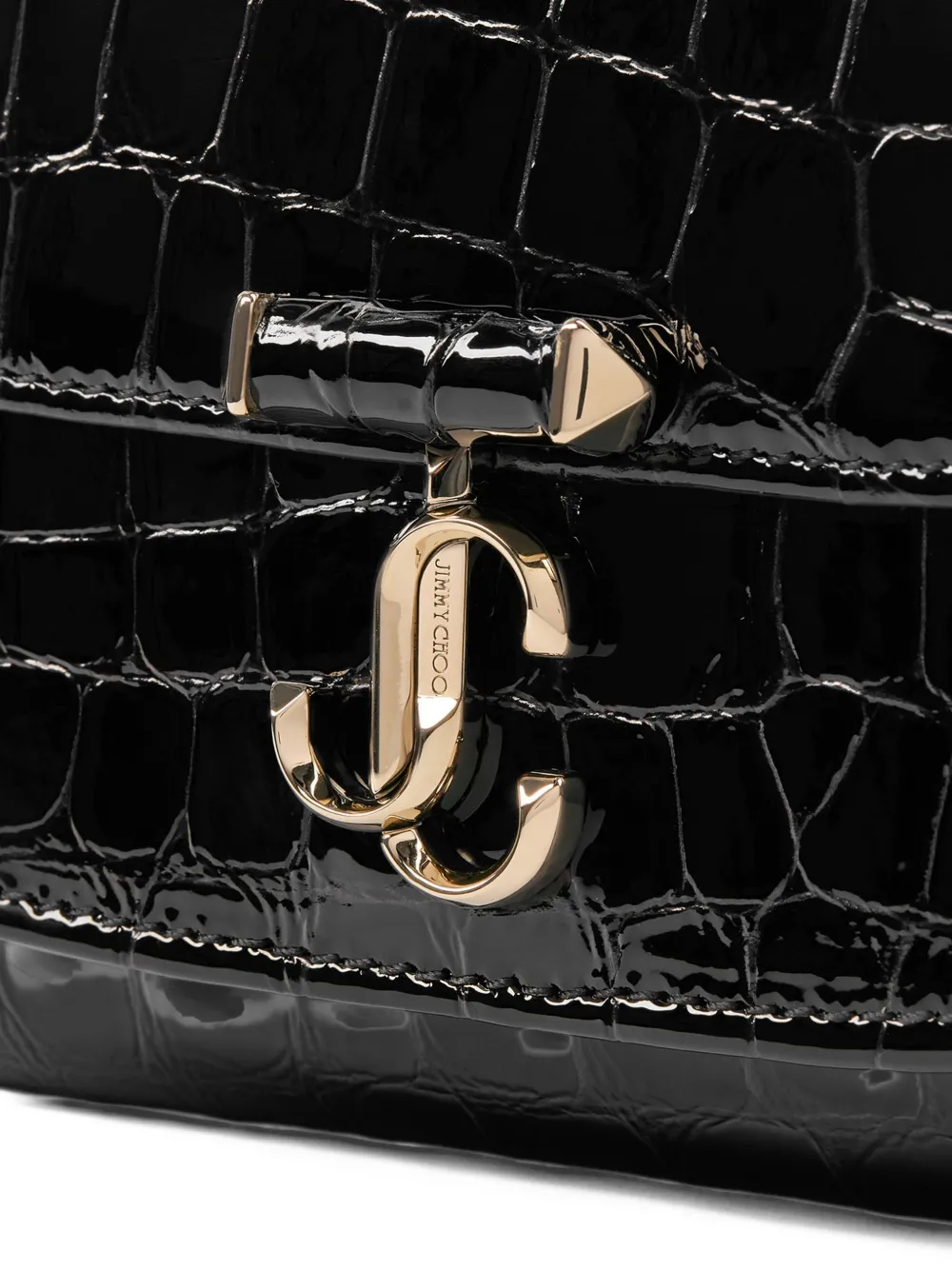 Jimmy Choo Avenue Curve crocodile-effect clutch bag Zwart