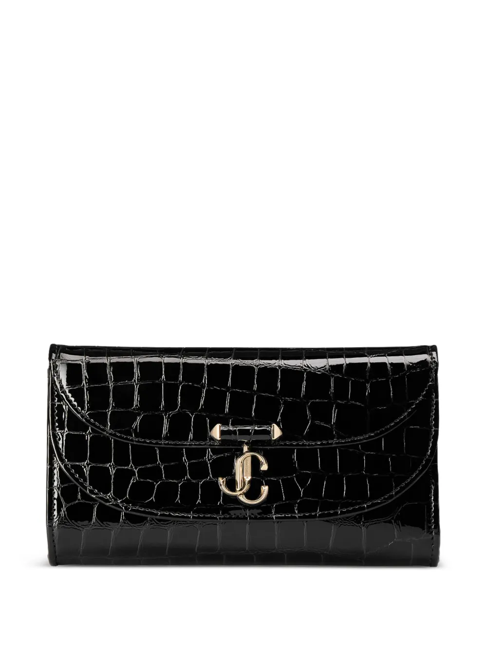Jimmy Choo Avenue Curve crocodile-effect clutch bag - Nero