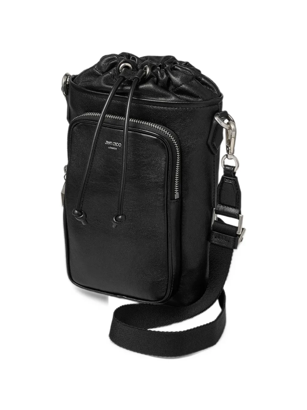 Jimmy Choo medium drawstring-fastening leather messenger bag Zwart