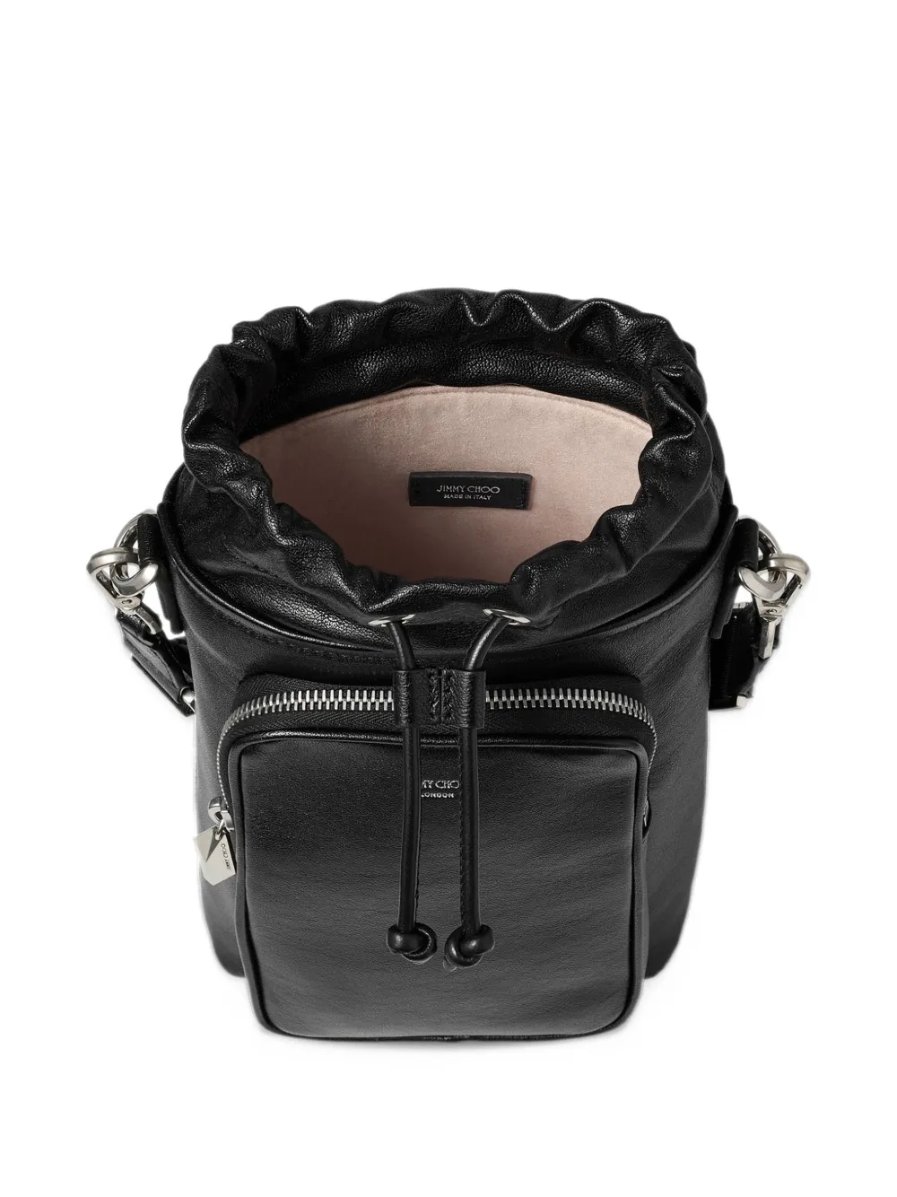 Jimmy Choo medium drawstring-fastening leather messenger bag Zwart