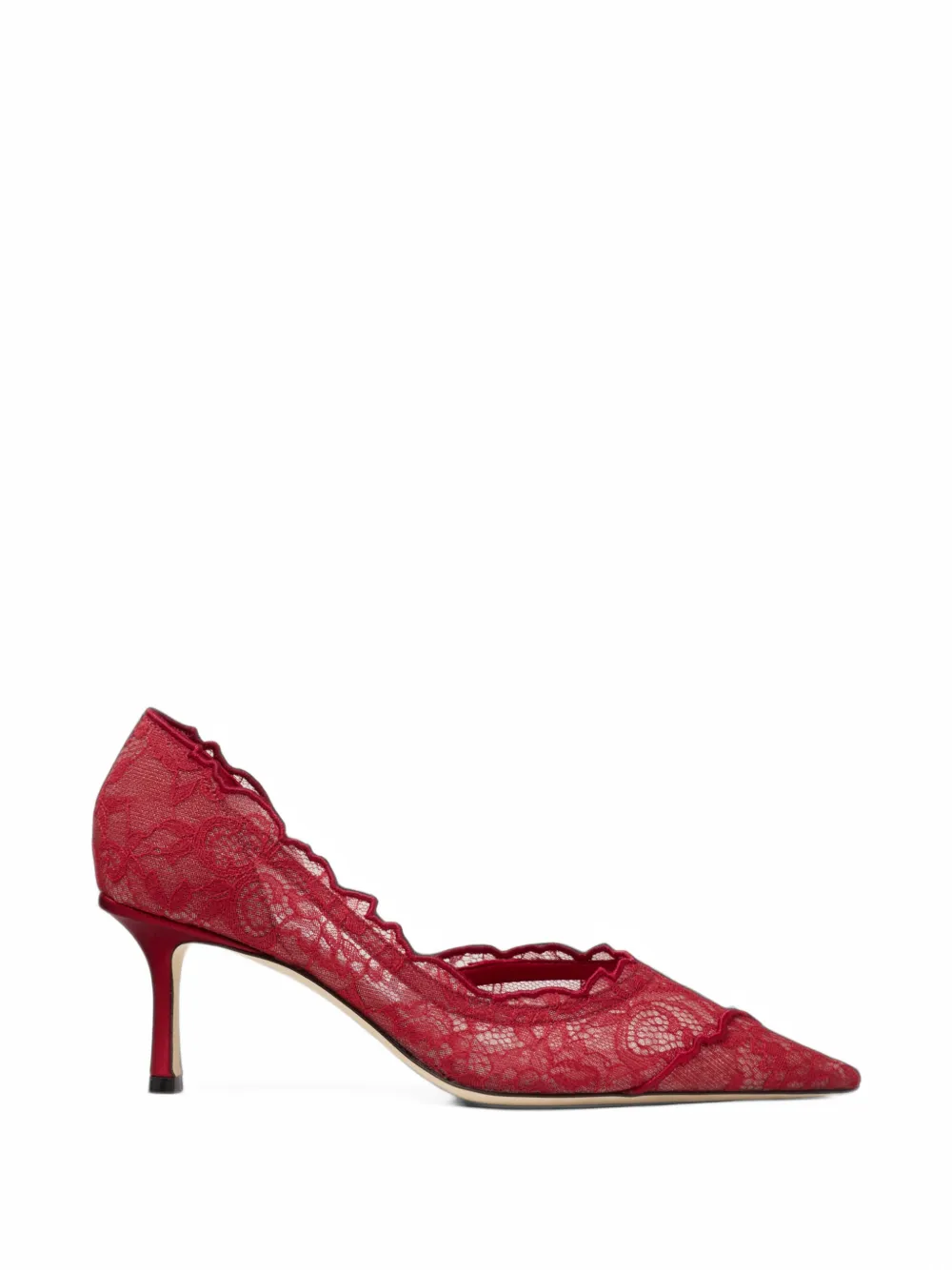 Jimmy Choo Faiz Lace-overlay Pumps In Red