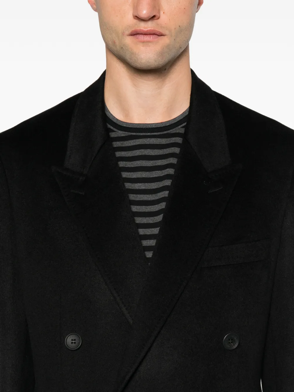 Junya Watanabe MAN x Comme des Garçons double-breasted cashmere coat Zwart