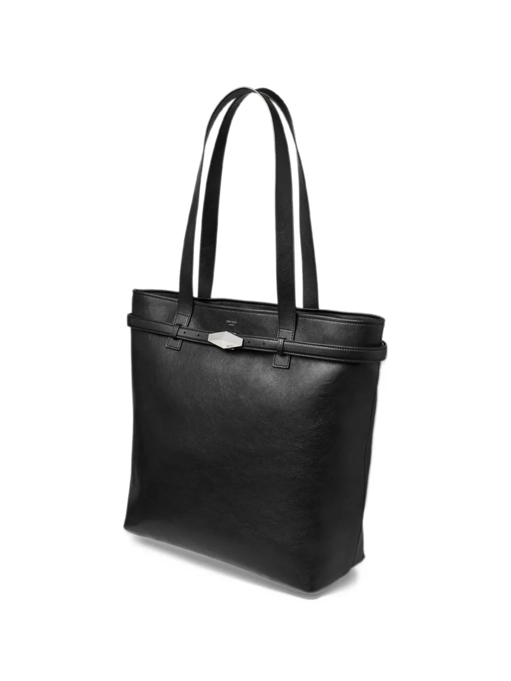 Jimmy Choo medium Diamond belted leather tote bag Zwart