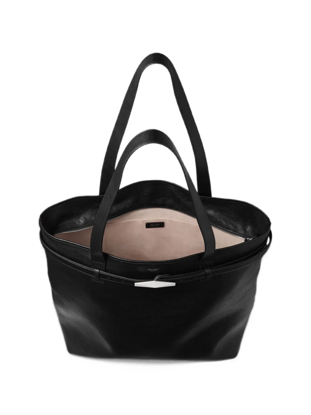 Jimmy Choo medium Diamond belted leather tote bag Zwart