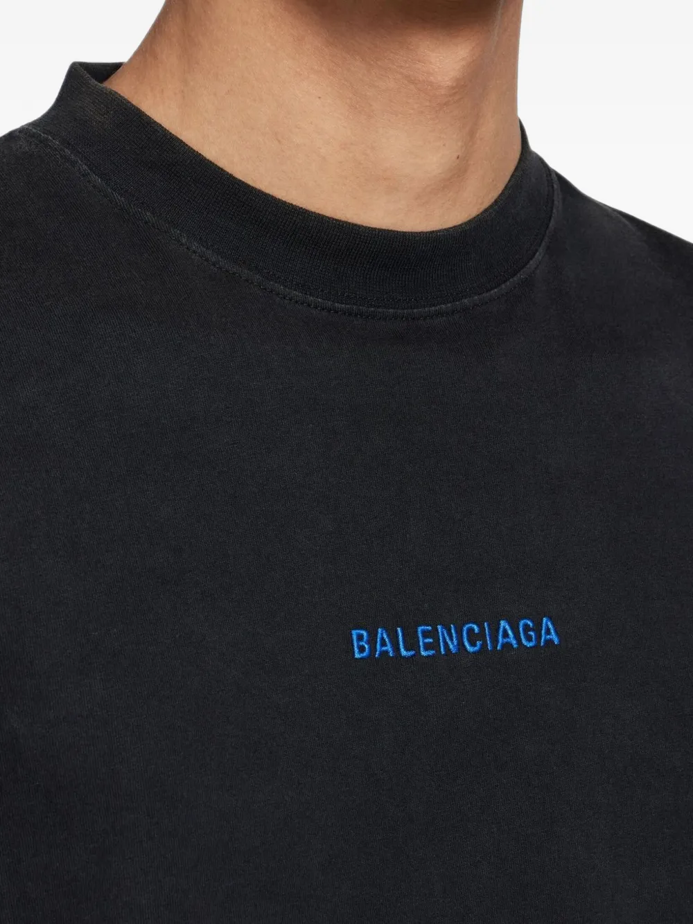 Balenciaga -back medium-fit long-sleeves T-shirt in faded black Zwart