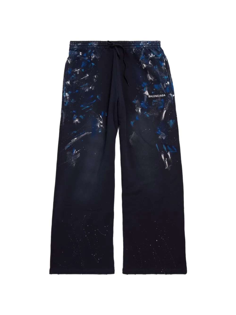 Balenciaga paint-splatter oversized baggy sweatpants in navy - Blu