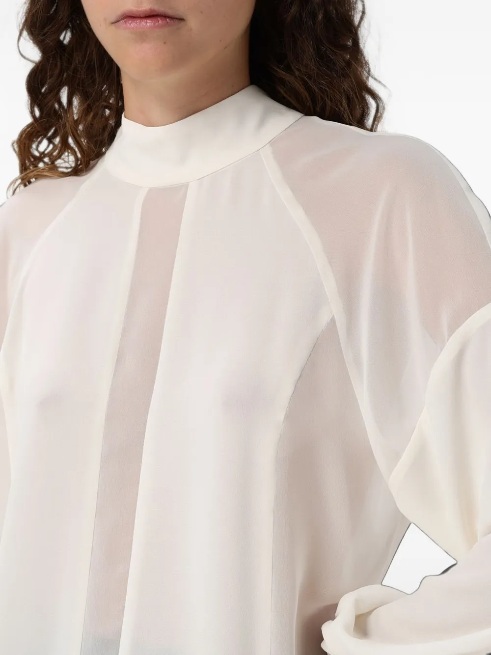 Hanita sheer-panelled blouse Beige
