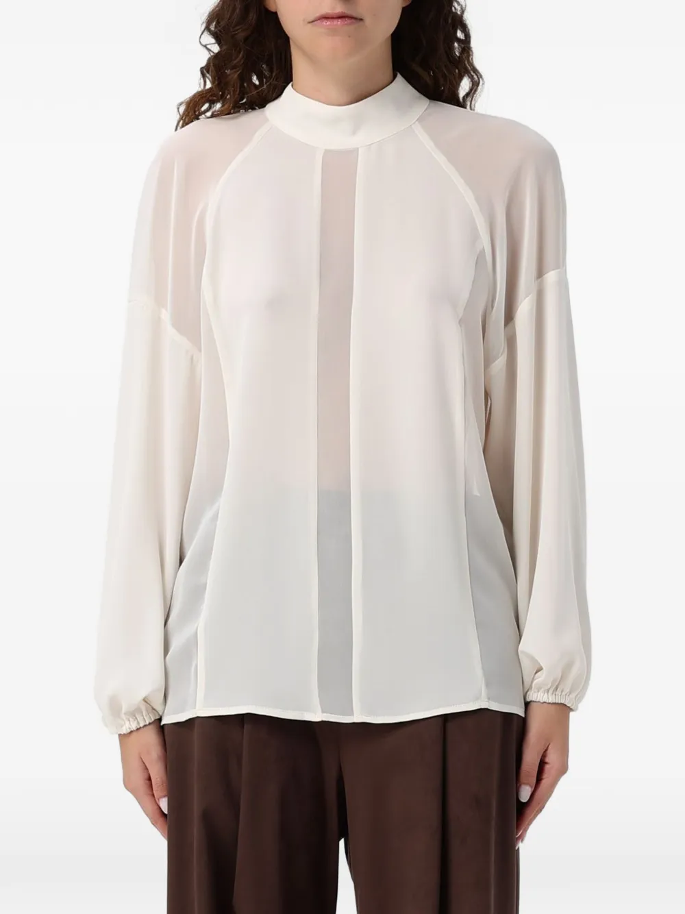 Hanita sheer-panelled blouse Beige