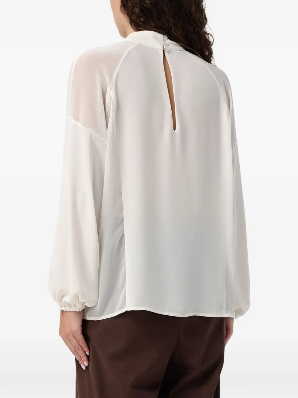 Hanita sheer-panelled blouse Beige