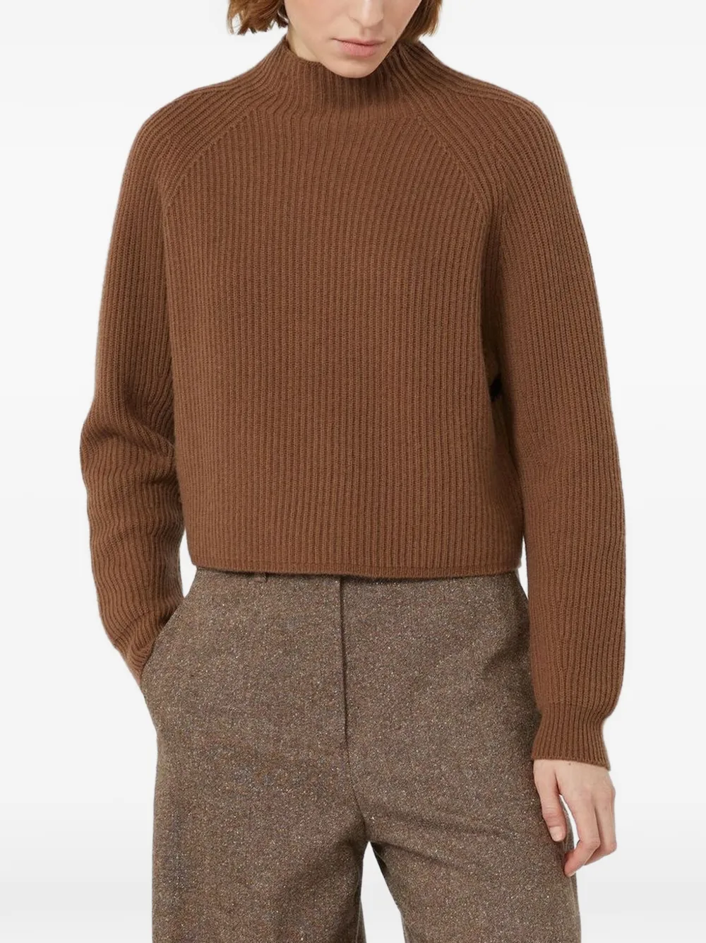 Max Mara Nettare ribbed-knit raglan-sleeve sweater - Brown