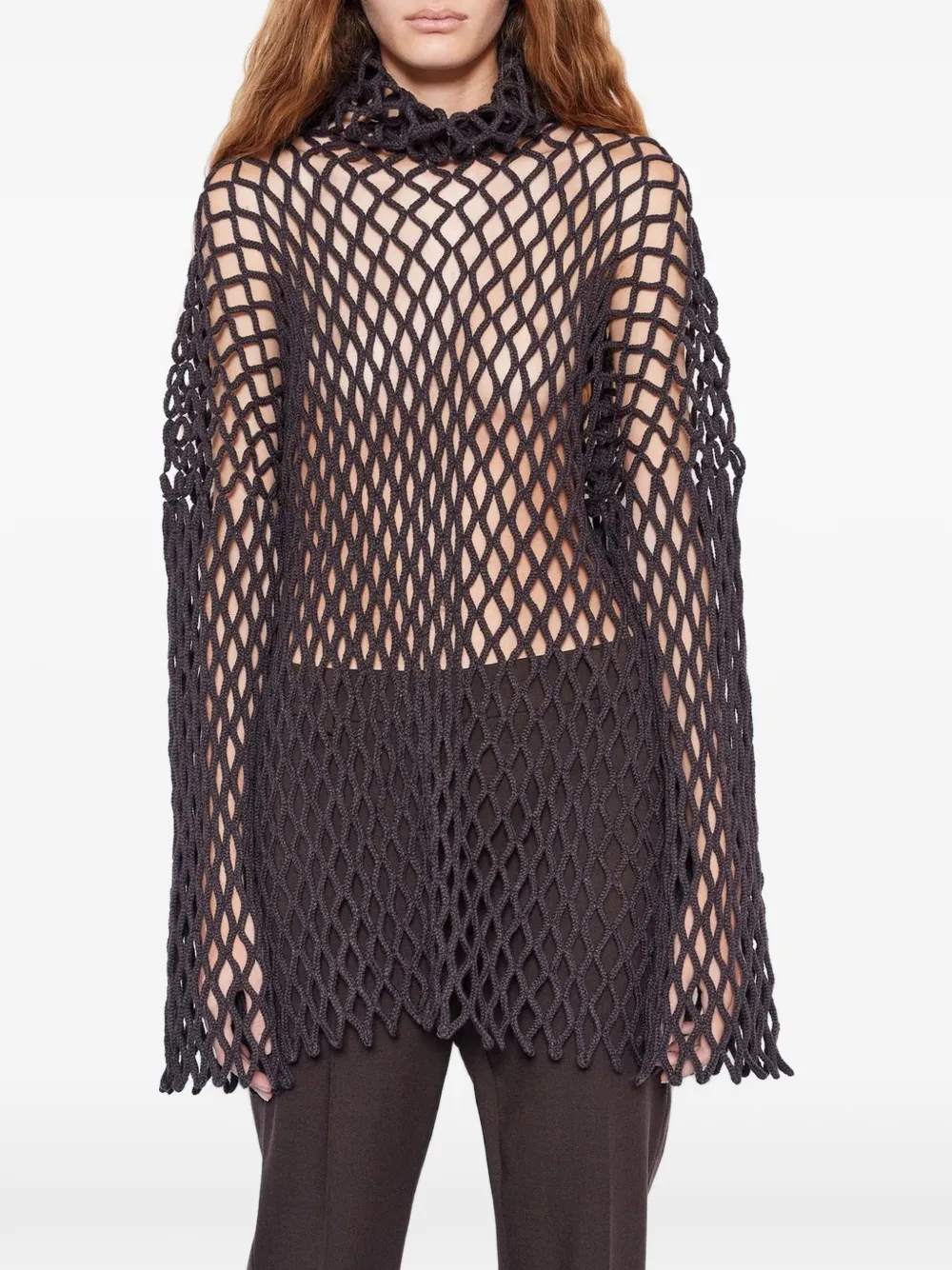 Max Mara fishnet-knit high-neck sweater - Grey