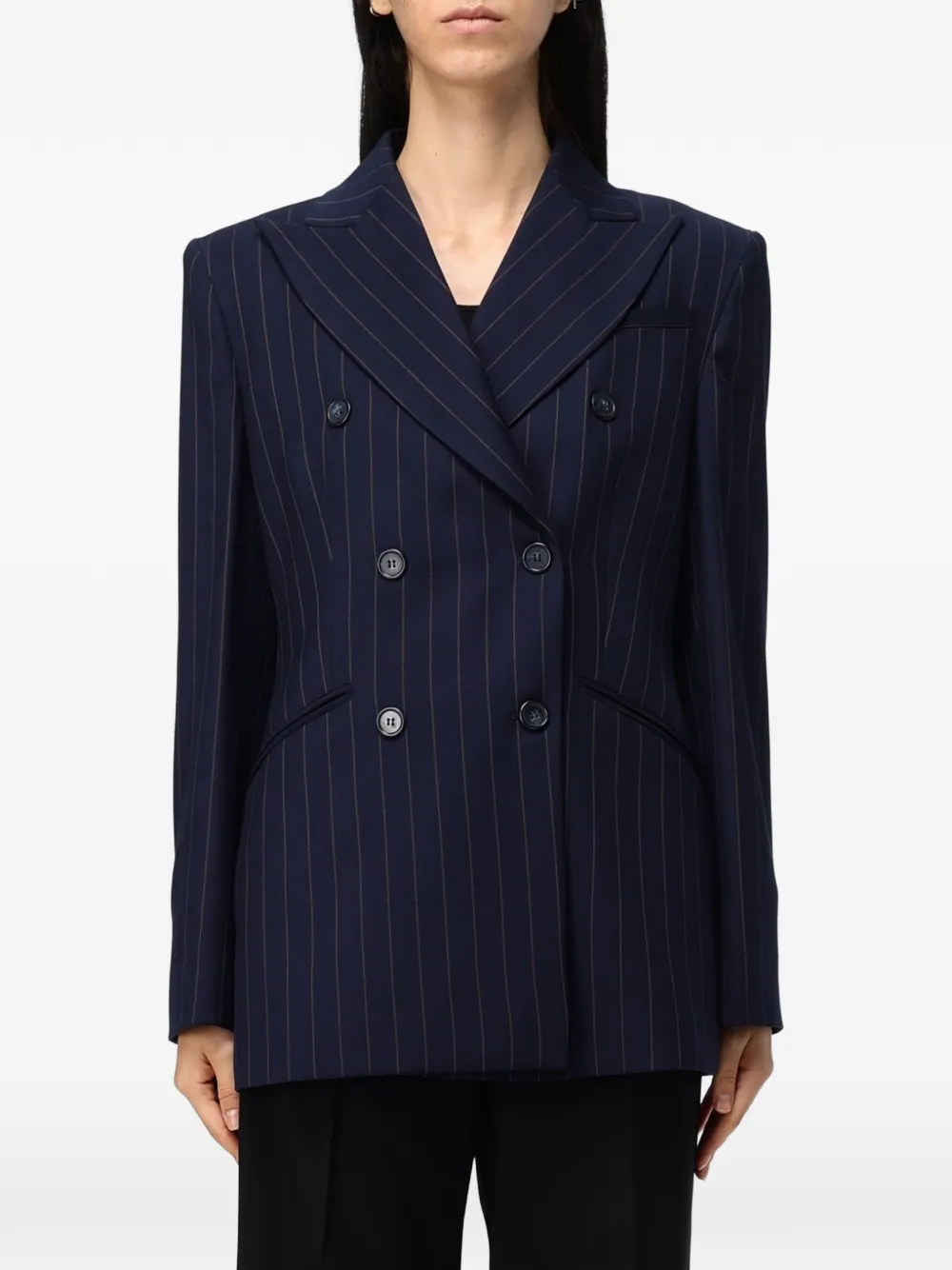 Hanita pinstripe double-breasted blazer - Blau