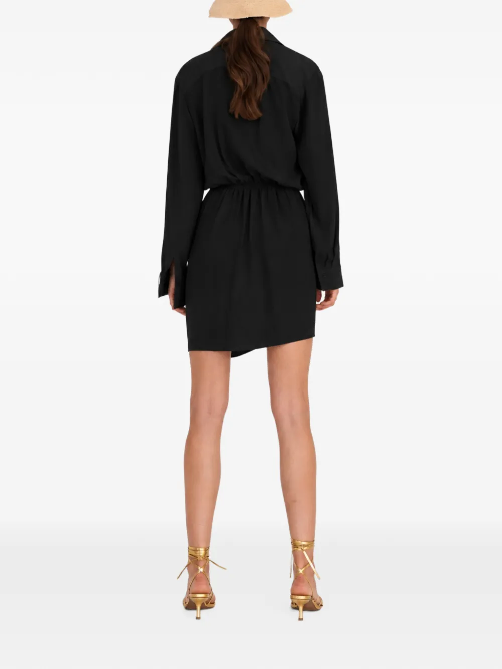 MOOS STUDIO knot-detail shirt mini dress Zwart