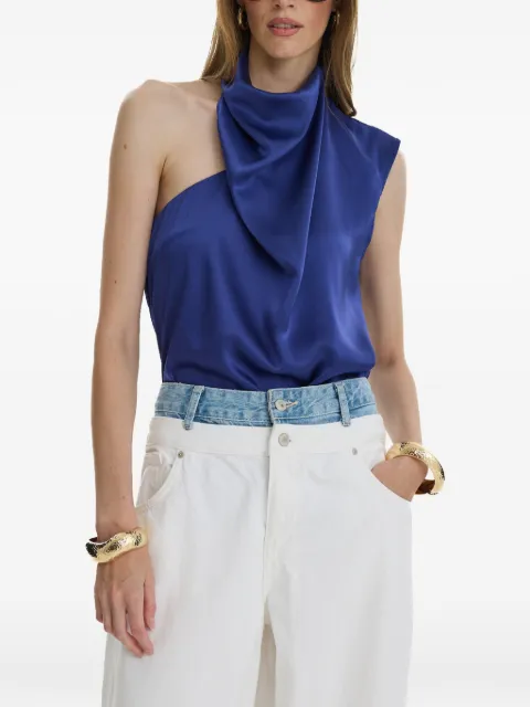 MOOS STUDIO Blue Hour asymmetric draped top