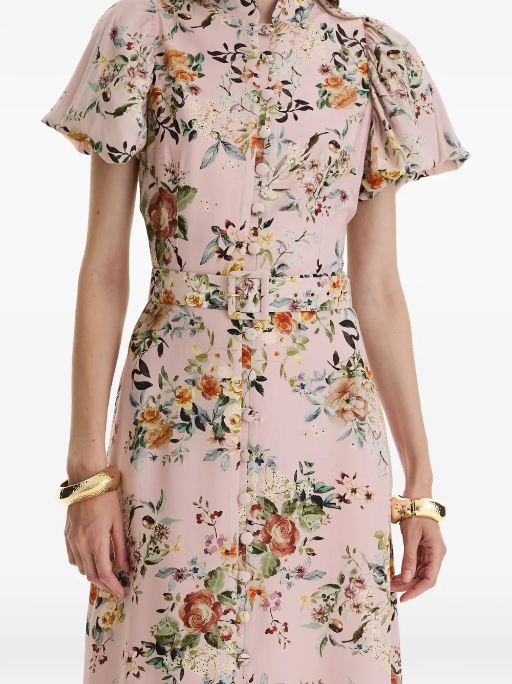 MOOS STUDIO Secret Garden floral-print belted maxi dress Roze