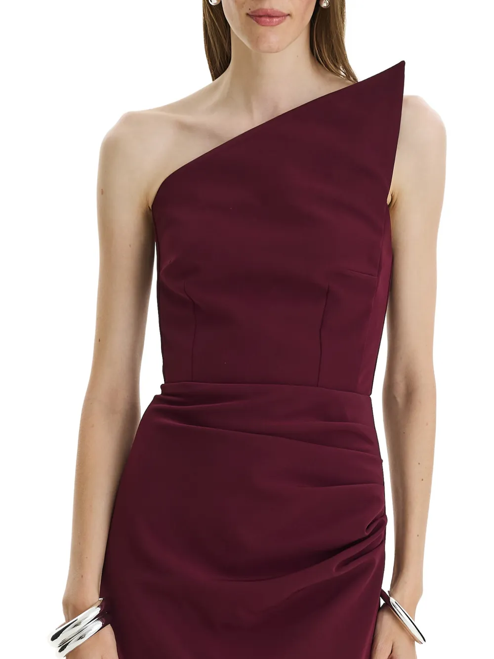 MOOS STUDIO After Midnight one-shoulder draped maxi gown Rood