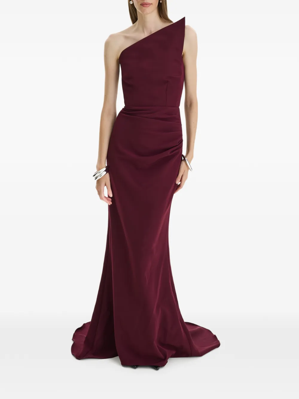 MOOS STUDIO After Midnight asymmetrische gedrapeerde maxi-avondjurk Rood
