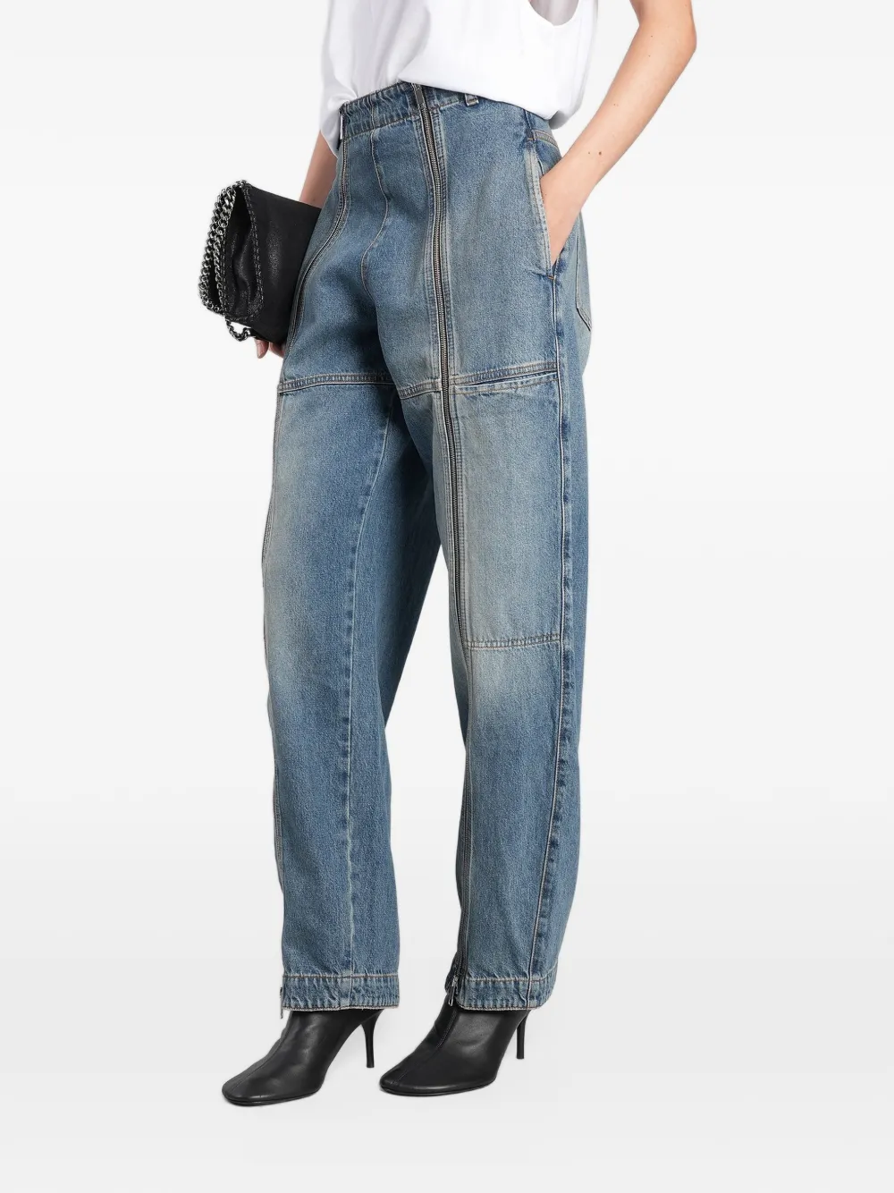 Stella McCartney zip-detail barrel-leg jeans - Blu