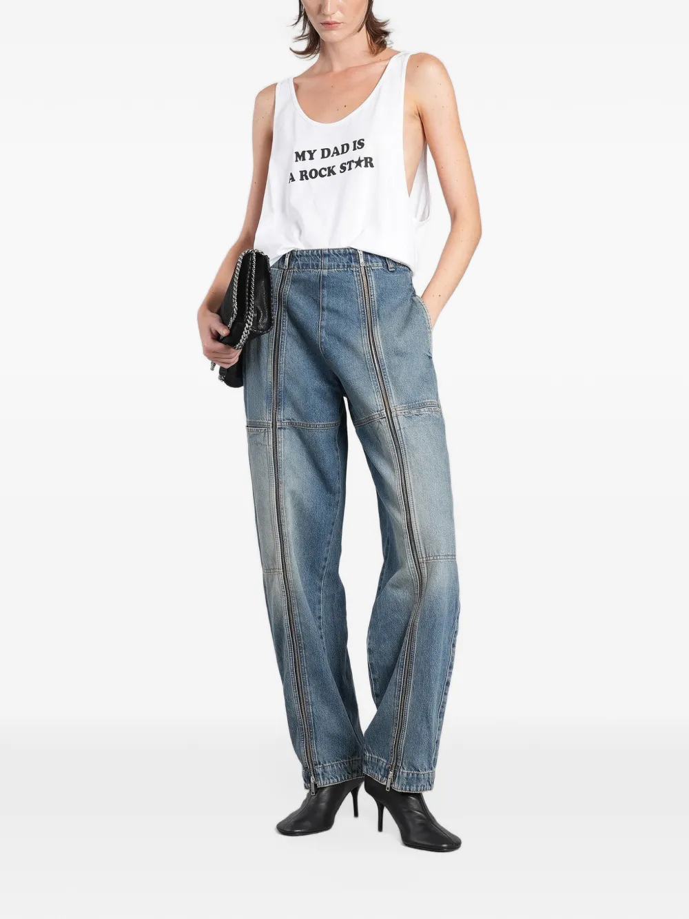 Stella McCartney zip-detail barrel-leg jeans Blauw