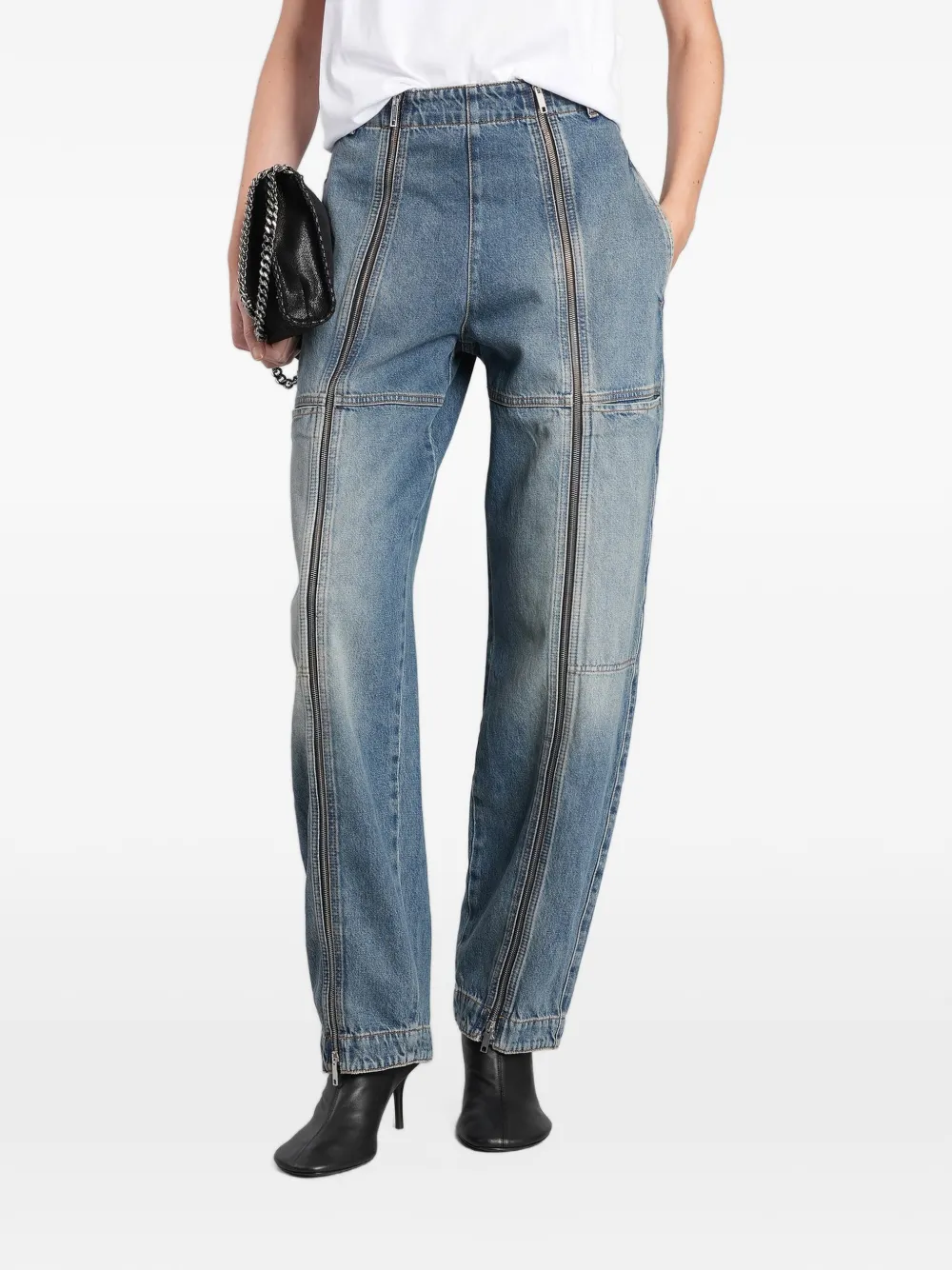 Stella McCartney zip-detail barrel-leg jeans - Blu